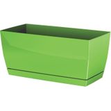 Set van 2x stuks plantenpotten/bloempotten kunststof glanzend kiwi groen 29 x 14 x 13.6 cm