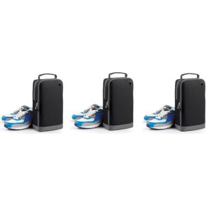 3x stuks zwarte schoenentas/reistas 8 liter 35 x 19 x 12 cm - Reistas (volwassen)