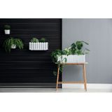 2x stuks fence-look plantenbak/bloembak - kunststof - 58 x 18 x 16 cm - wit - hangend - Plantenpotten