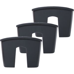 Prosperplast Plantenbak - 3x stuks - railing - kunststof - 58 cm - antraciet grijs kleur voor buiten