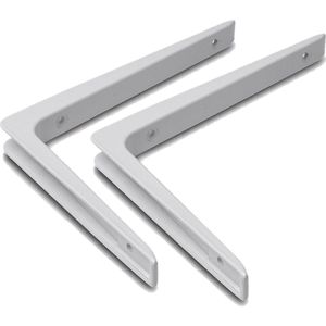 Set van 4x stuks plankdragers aluminium wit 15 x 20 cm - planksteun / planksteunen