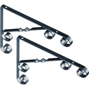 Set van 6x stuks zwarte metalen boeken plankdragers 18 x 13 cm tot 30 kg - Opbergsysteem