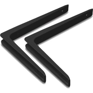 Set van 8x stuks planksteunen/ plankdragers zwart gelakt aluminium 15 x 20 cm tot 50 kilo