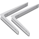 Set van 4x stuks plankdragers / planksteunen aluminium wit 25 x 20 cm tot 50 kilo - boeken planken