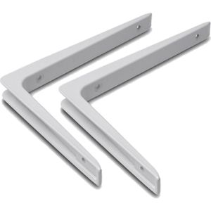 Set van 6x stuks plankdragers / planksteunen aluminium wit 25 x 20 cm tot 50 kilo - boeken planken