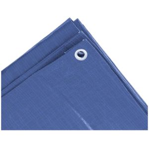 Stevig Afdekzeil Formaat 5 X 8 Meter Blauw met Ringen - Polypropyleen Grondzeil / Dekkleed