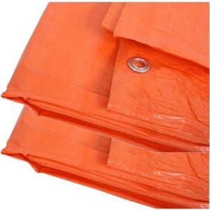 2x Stuks Outdoor/Camping Oranje Afdekzeil / Dekzeil 4 X 6 Meter met Ringen