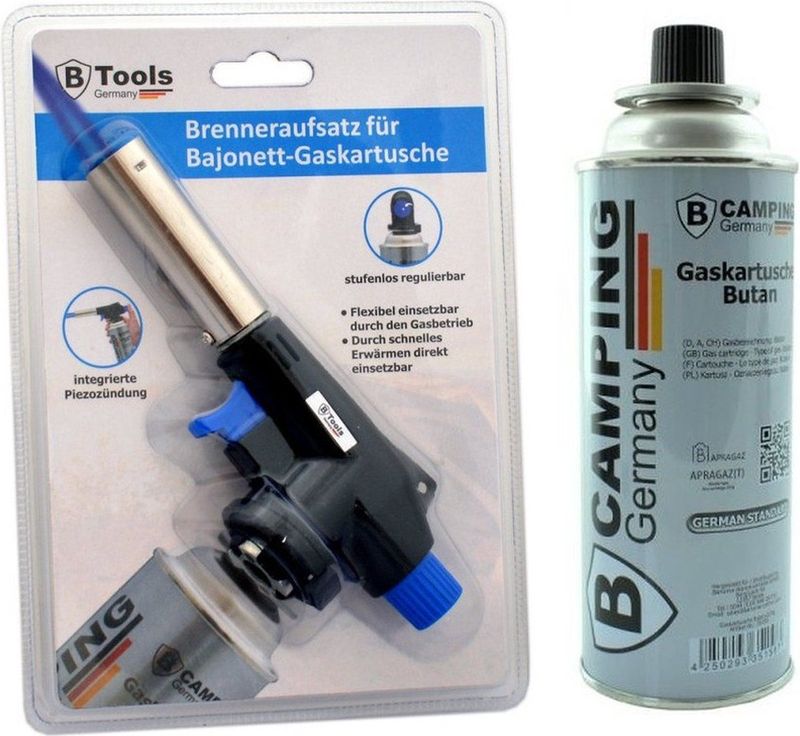 Gasbrander - Opzetstuk voor Butaangas - Inclusief Bus Butaangas 227gr - Metaal - Multi