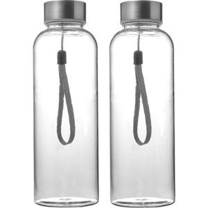 Set van 8x stuks sport bidon - Lekvrije drinkfles/waterfles 500 ml transparant - Bpa-vrij - Drinkflessen/waterflessen