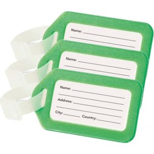 Set van 5x stuks kofferlabels/bagagelabels kunststof - Groen - 5 x 8 cm