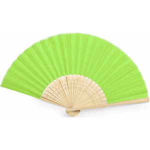 Handwaaier/spaanse waaier - limegroen - bamboe/polyester - 38 x 21 cm - verkoeling/zomer