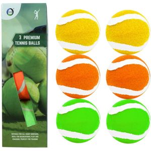 Set van 9x stuks gekleurde premium tennisballen 6,5 cm - Recreatief gebruik - Tennis training