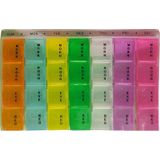 Multipak van 5x stuks gekleurde medicijnen doos/pillendoosjes 28-vaks wit met de dagen van de week 17 cm - Geneesmiddelen bewaarbox