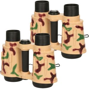 Multipak van 2x stuks kinder speelgoed verrekijkers leger camouflage 15 cm