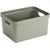 3x Sunware opbergbox/mand/kist van 32 liter lichtgroen kunststof met transparante deksel - 45 x 35 x 24 cm