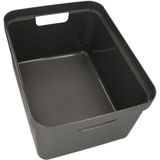 3x Sunware opbergbox/mand/kist van 32 liter antraciet grijs kunststof met transparante deksel - 45 x 35 x 24 cm