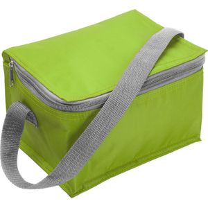 Kleine koeltas lime groen voor 6 blikjes met rits en draagband - Lunch-drankjes-medicijnen - 20 x 13 x 13 cm