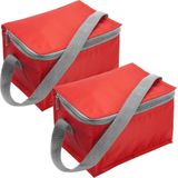 Set van 2x Stuks Kleine Koeltas Rood Voor 6 Blikjes met Rits en Draagband