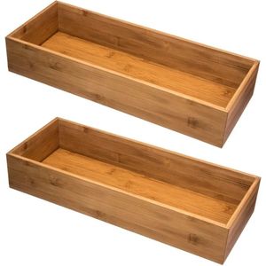 Houten BESTEKBAK Palu | Mahonie/Teak, 36x30 cm (BxD) | Bestekbak, Keuken Organizer, Houten Doos, Opbergdoos, Rustieke Sorteerdoos