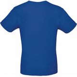 Blauw basic grote maten t-shirt met ronde hals voor heren van katoen