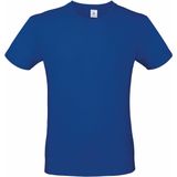 Blauw basic grote maten t-shirt met ronde hals voor heren van katoen