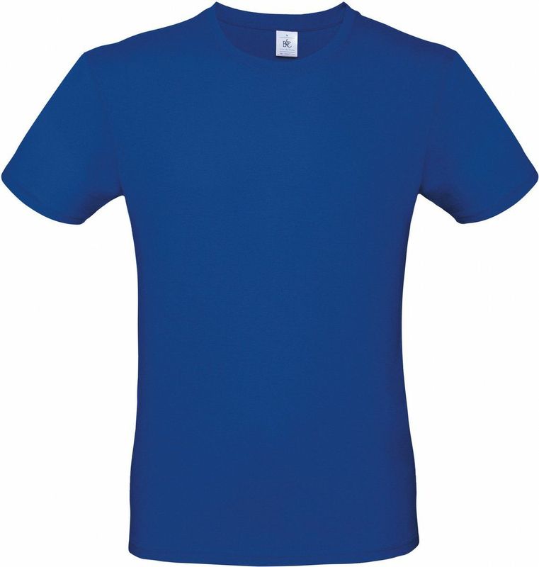 Blauw basic grote maten t-shirt met ronde hals voor heren van katoen