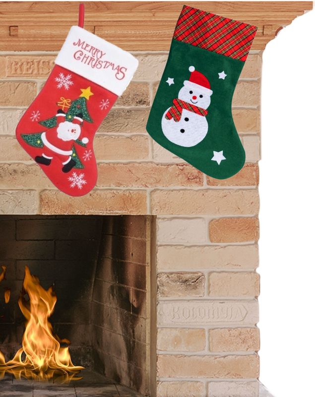 Kerstsokken - set van 2x stuks - H40 cm en H45 cm - polyester