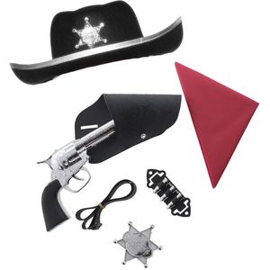 Cowboys Speelgoed/Verkleed Accessoires met Cowboy Hoed Zwart 6-delig