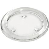 Trend Candles - Stompkaarsen met glazen onderzetters set van 2x stuks creme wit 8 x 15 cm