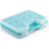 Forte Plastics - 4x opberg vakjesdoos/Sorteerboxen - 21-vaks kunststof - 28 x 21 x 6 cm - zwart en blauw