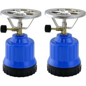 Set van 2x stuks camping/kampeer kookstellen kunststof blauw - 18 x 12 x 12 cm - Outdoor kookplaat