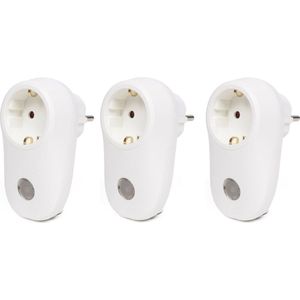 Multipak van 3x stuks benson stekkers wit met lichtsensor - Stekkerslamp - Stopcontact