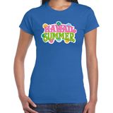 Hawaii summer t-shirt blauw voor dames - Zomer kleding