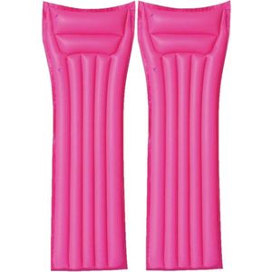 Set van 2x stuks bestway basic opblaasbaar luchtbed roze 183 cm volwassenen - Camping/Strand