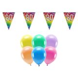 Boland Party 80e jaar verjaardag feestartikelen versiering - 100x ballonnen/2x leeftijd vlaggetjes