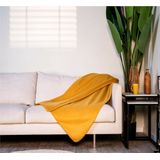 Polyester fleece deken/dekentje/plaid 170 x 130 cm mosterd geel