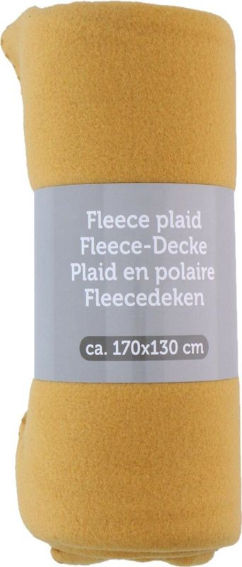 Polyester fleece deken/dekentje/plaid 170 x 130 cm mosterd geel