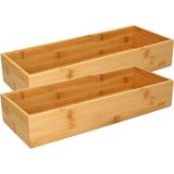 Set van 2x Stuks Bamboe Ladekast/Keukenspullen/Kantoor Vakjes/Sorteerbakjes 38 X 15 X 7 cm