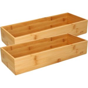 Set van 2x Stuks Bamboe Ladekast/Keukenspullen/Kantoor Vakjes/Sorteerbakjes 38 X 15 X 7 cm