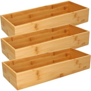 Set van 3x Stuks Bamboe Ladekast/Keukenspullen/Kantoor Vakjes/Sorteerbakjes 38 X 15 X 7 cm