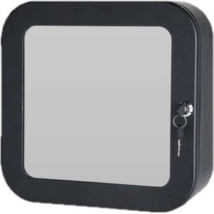 Excellent Houseware Medicijnkastje - zwart - met spiegel en slot - 32x32 cm