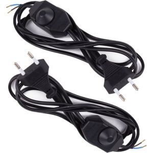 Benson 2x Stuks Snoer met Dimmer en Stekker Zwart 2 Meter