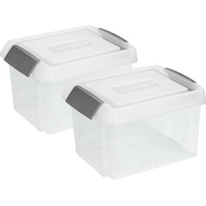 Sunware 2x opslagboxen 32 liter transparant 45 x 36 x 24 cm extra hoge afsluitbare deksel