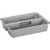 Sunware 2x opslagbox kunststof 24 liter lichtgrijs 42 x 33 x 22 cm met deksel en organiser tray