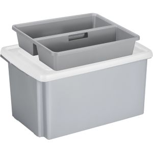 Sunware opslagbox 51 liter grijs 59 x 39 x 29 cm met deksel en organiser tray