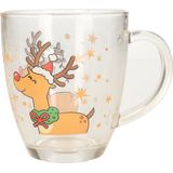 Kerst - Mok - Glas - 300 ml - Met Rendier - Kerstartikelen