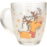 Kerst - Mok - Glas - 300 ml - Met Rendier - Kerstartikelen