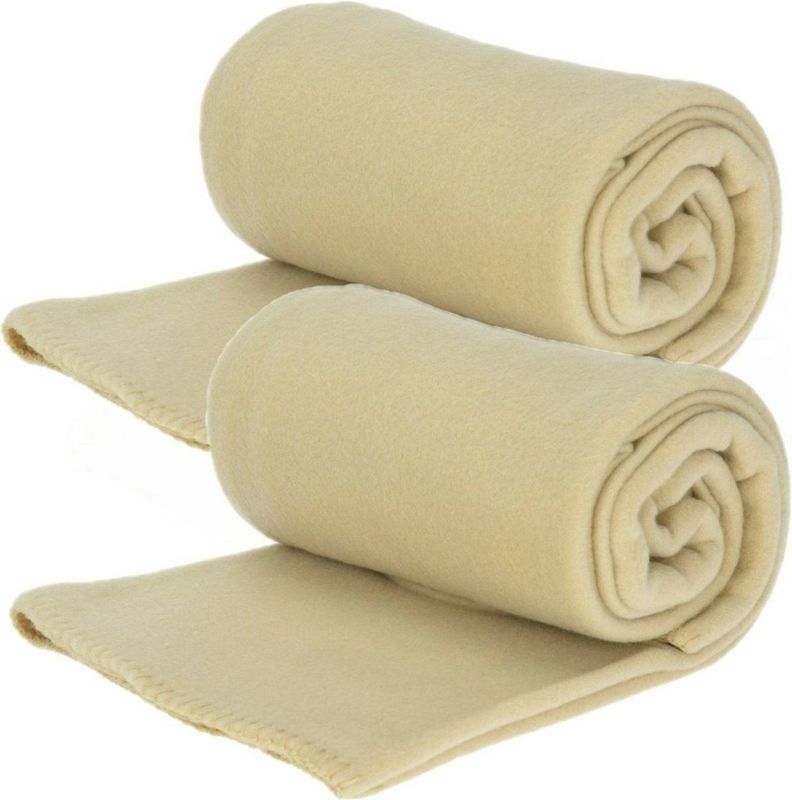 Fleece Dekens/Plaids - 2x - Flax Geel - 125 X 150 cm