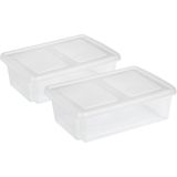 Sunware 2x stuks opslagboxen 30 liter transparant 59 x 39 x 17 cm met afsluitbare deksel
