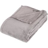 Fleece deken/plaid Zilvergrijs 125 x 150 cm en kruik 2 liter
